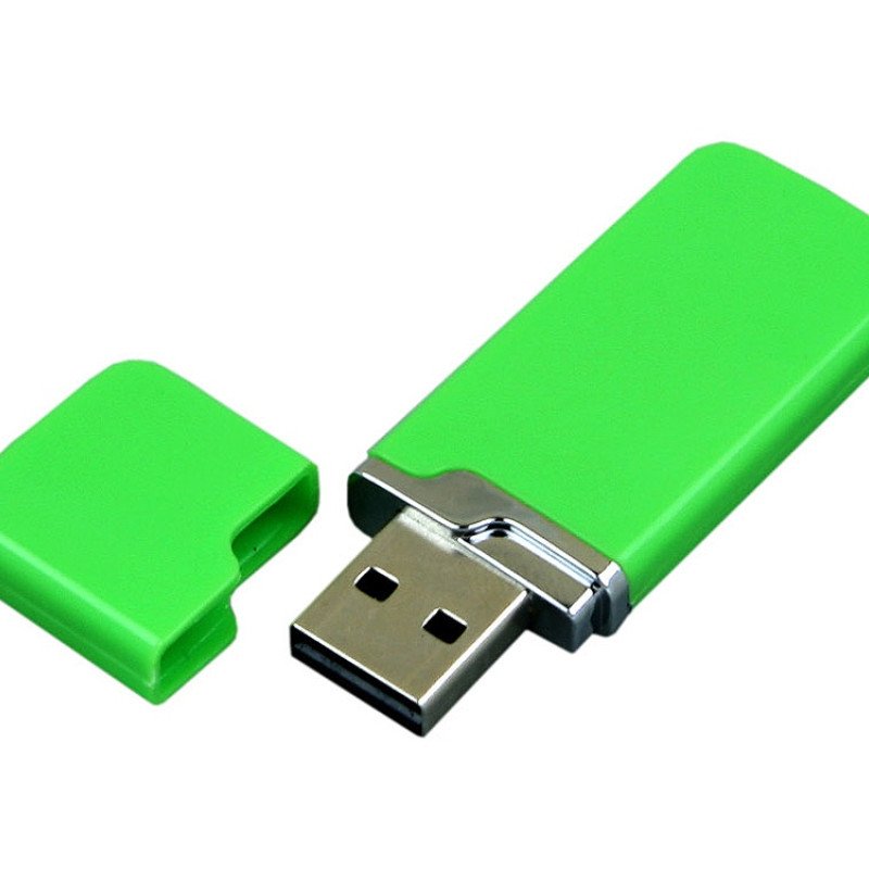 Флешка промо прямоугольной формы c оригинальным колпачком, 64 Гб, зеленый