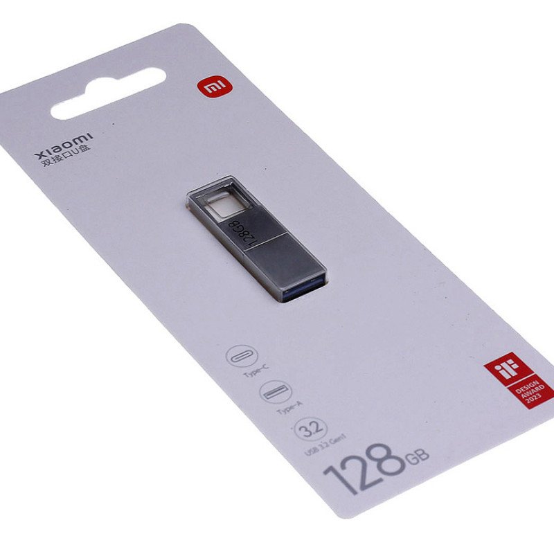 USB 3.0-флешка на 128 Гб с разъемами USB-A и Type-C, серебристый