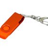 Флешка промо поворотный механизм, с однотонным металлическим клипом, 64 Гб, оранжевый