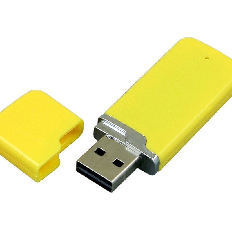 Флешка промо прямоугольной формы c оригинальным колпачком, 32 Гб, желтый