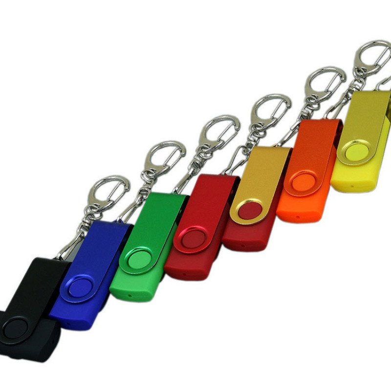 Флешка 3.0 промо поворотный механизм, с однотонным металлическим клипом, 128 Гб, желтый