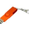 Флешка промо поворотный механизм, с однотонным металлическим клипом, 32 Гб, оранжевый