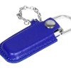 Флешка в массивном корпусе с кожаным чехлом, 32 Гб, синий