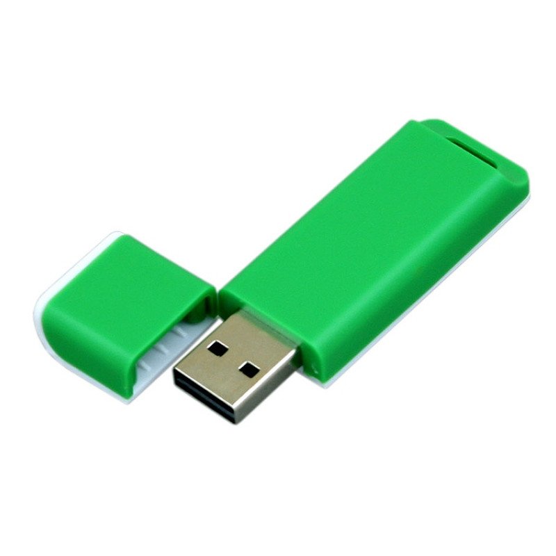 Флешка прямоугольной формы, оригинальный дизайн, двухцветный корпус, 64 Гб, зеленый/белый