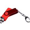 USB-флешка на 64 ГБ 3 в 1 поворотный механизм, c двумя дополнительными разъемами MicroUSB и TypeC C с одноцветным металлическим клипом, красный
