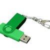 Флешка промо поворотный механизм, с однотонным металлическим клипом, 64 Гб, зеленый