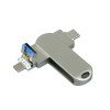 Металлическая флешка для айфона 3 в 1 (i-flash_TYPEC_3_in_1.128.S, I= 128 Гб USB 3.0, Металлический корпус. Без перс.)