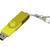 Флешка промо поворотный механизм, с однотонным металлическим клипом, 4 Гб, желтый