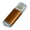 Флешка промо прямоугольной формы  c прозрачным колпачком, 32 Гб, коричневый