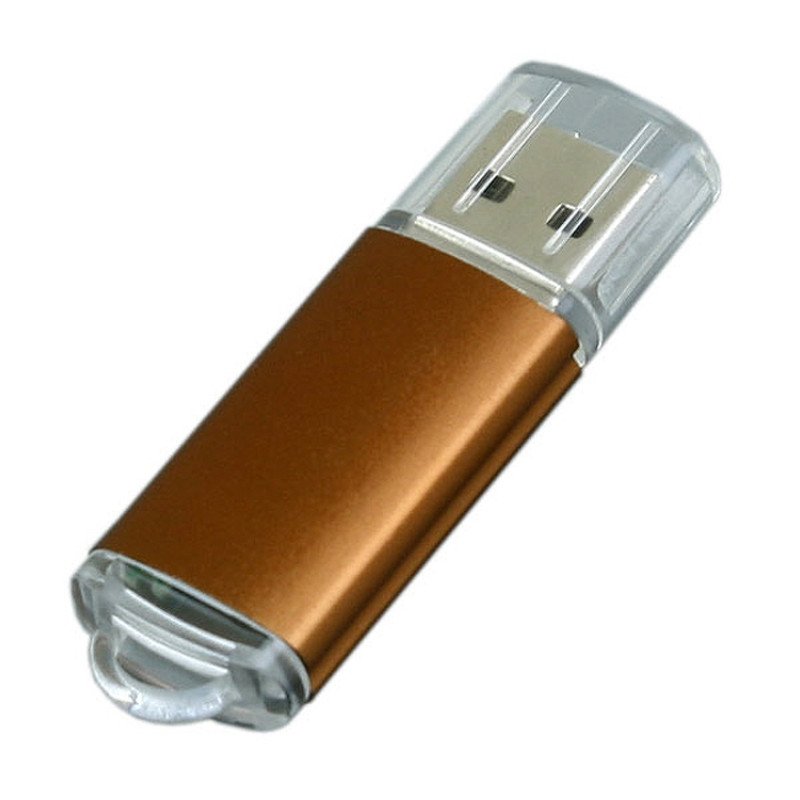 Флешка промо прямоугольной формы  c прозрачным колпачком, 32 Гб, коричневый