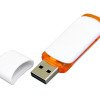 Флешка промо прямоугольной классической формы с цветными вставками, 4 Гб, белый/оранжевый