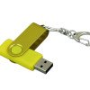 Флешка 3.0 промо поворотный механизм, с однотонным металлическим клипом, 128 Гб, желтый