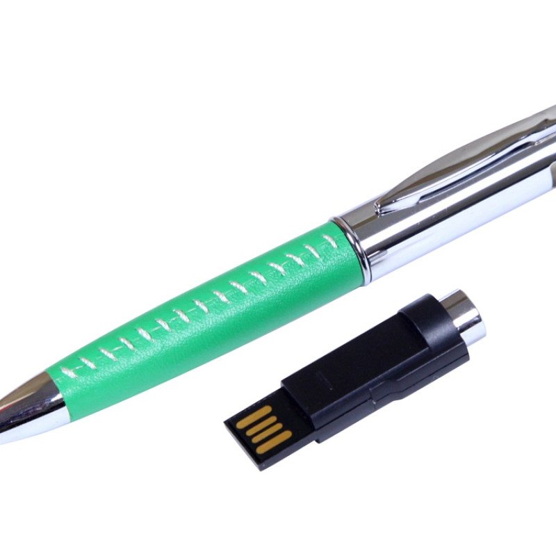 Флешка в виде ручки с мини чипом, 32 Гб, зеленый/серебристый