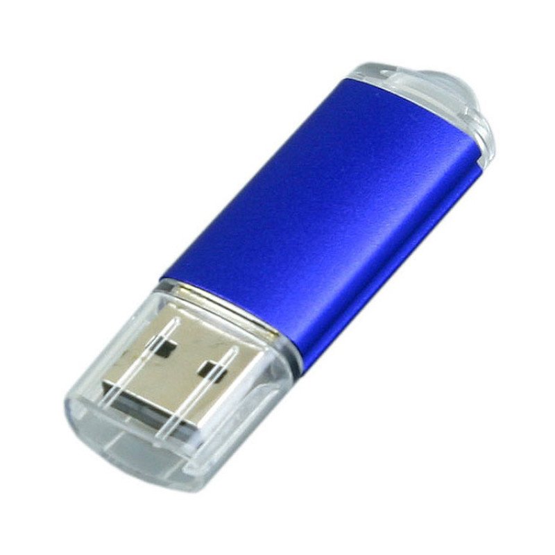 Флешка 3.0 промо прямоугольной формы  c прозрачным колпачком, 128 Гб, синий