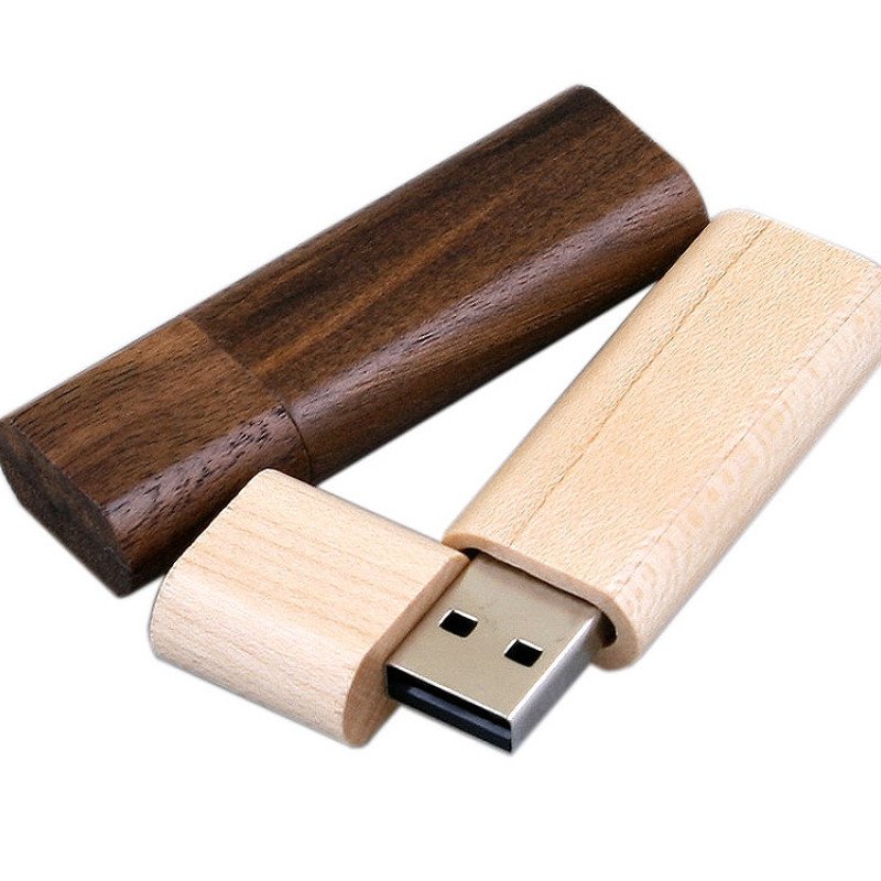 Флешка эргономичной прямоугольной формы, с округленными краями, дерево, 32 Гб, натуральный