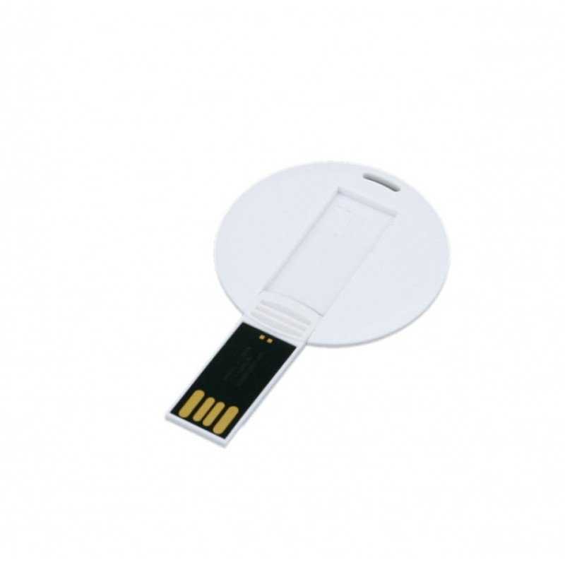 USB-флешка на 8 Гб в виде пластиковой карточки круглой формы, белый USB-флешка на 8 Гб в виде пластиковой карточки круглой формы, белый