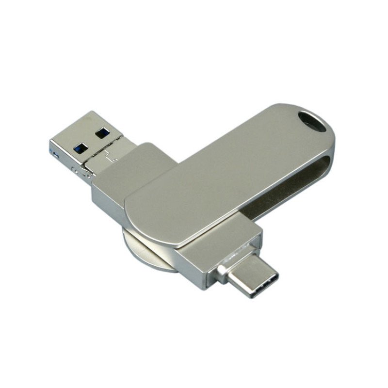Металлическая флешка для айфона 3 в 1 (i-flash_TYPEC_3_in_1.128.S, I= 128 Гб USB 3.0, Металлический корпус. Без перс.)