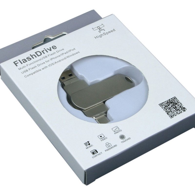 Металлическая флешка для айфона 3 в 1 (i-flash_TYPEC_3_in_1.64.S, I= 64 Гб USB 3.0, Металлический корпус. Без перс.)