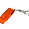 Флешка промо поворотный механизм, с однотонным металлическим клипом, 32 Гб, оранжевый