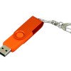 Флешка промо поворотный механизм, с однотонным металлическим клипом, 4 Гб, оранжевый