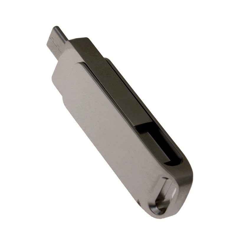 USB 2.0- флешка на 32 Гб поворотный механизм 2 в 1, c дополнительным разъемом Type-C с одноцветным металлическим клипом, серый USB 2.0- флешка на 32 Гб поворотный механизм 2 в 1, c дополнительным разъемом Type-C с одноцветным металлическим клипом, серый