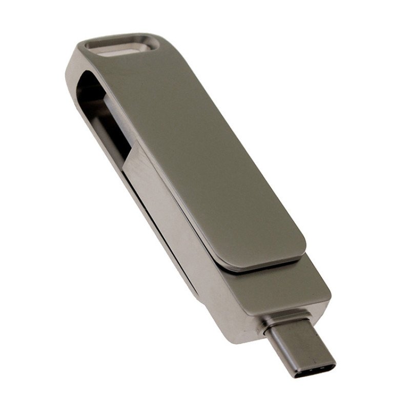 USB 3.0- флешка на 32 Гб поворотный механизм 2 в 1, c дополнительным разъемом Type-C с одноцветным металлическим клипом, серый USB 3.0- флешка на 32 Гб поворотный механизм 2 в 1, c дополнительным разъемом Type-C с одноцветным металлическим клипом, серый