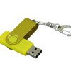 Флешка промо поворотный механизм, с однотонным металлическим клипом, 16 Гб, желтый
