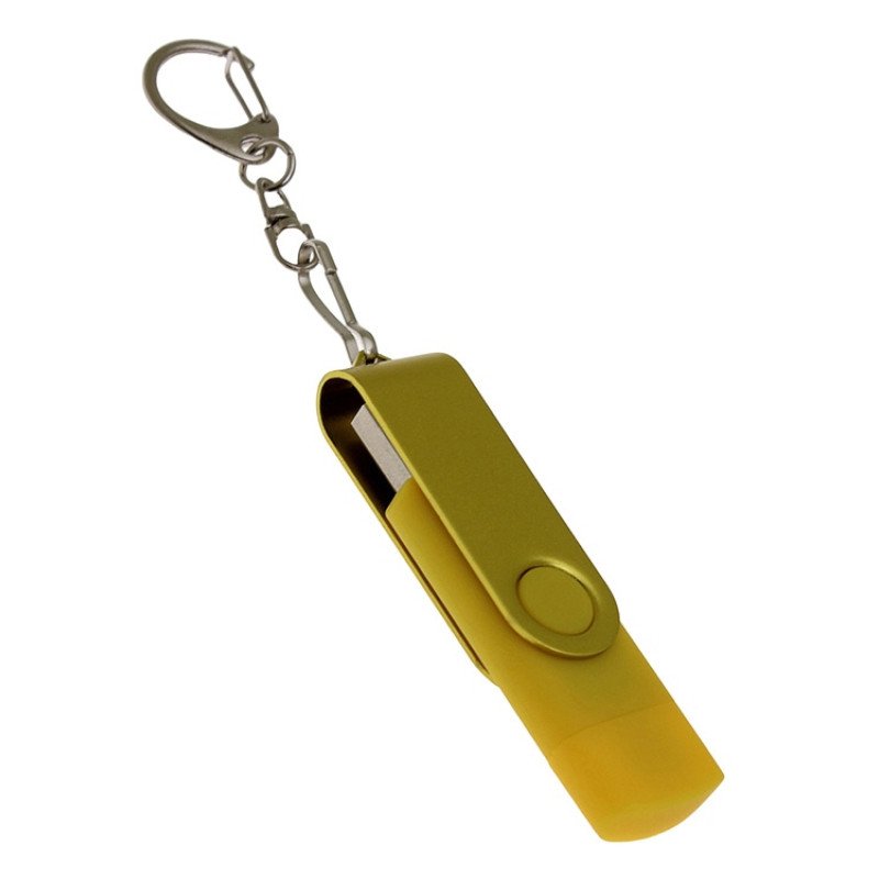 USB-флешка на 64 Гб 2 в 1 поворотный механизм, c дополнительным разъемом Type-C с одноцветным металлическим клипом, желтый USB-флешка на 64 Гб 2 в 1 поворотный механизм, c дополнительным разъемом Type-C с одноцветным металлическим клипом, желтый