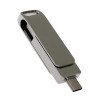 USB 2.0- флешка на 64 Гб поворотный механизм 2 в 1, c дополнительным разъемом Type-C с одноцветным металлическим клипом, серебристый USB 2.0- флешка на 64 Гб поворотный механизм 2 в 1, c дополнительным разъемом Type-C с одноцветным металлическим клипом, серебристый