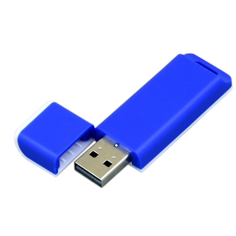 Флешка прямоугольной формы, оригинальный дизайн, двухцветный корпус, 64 Гб, синий/белый