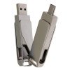 USB 2.0- флешка на 64 Гб поворотный механизм 2 в 1, c дополнительным разъемом Type-C с одноцветным металлическим клипом, серебристый USB 2.0- флешка на 64 Гб поворотный механизм 2 в 1, c дополнительным разъемом Type-C с одноцветным металлическим клипом, серебристый