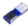 USB-флешка промо на 32 Гб прямоугольной формы, выдвижной механизм, синий