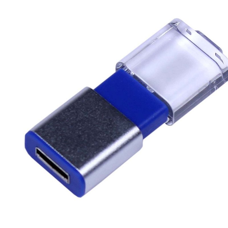USB-флешка промо на 32 Гб прямоугольной формы, выдвижной механизм, синий