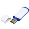 Флешка промо прямоугольной классической формы с цветными вставками, 32 Гб, белый/синий