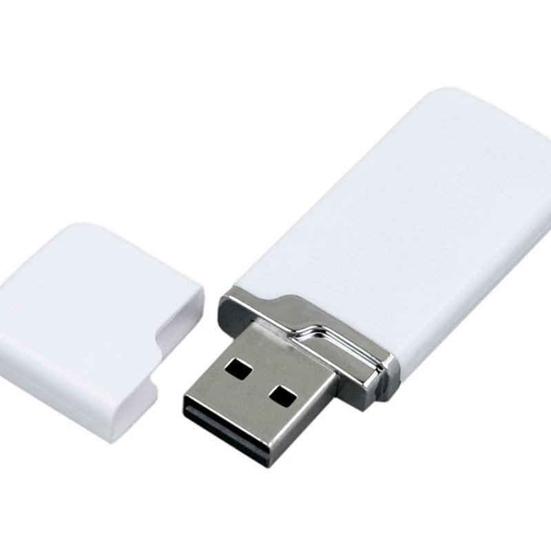 Флешка промо прямоугольной формы c оригинальным колпачком, 64 Гб, белый