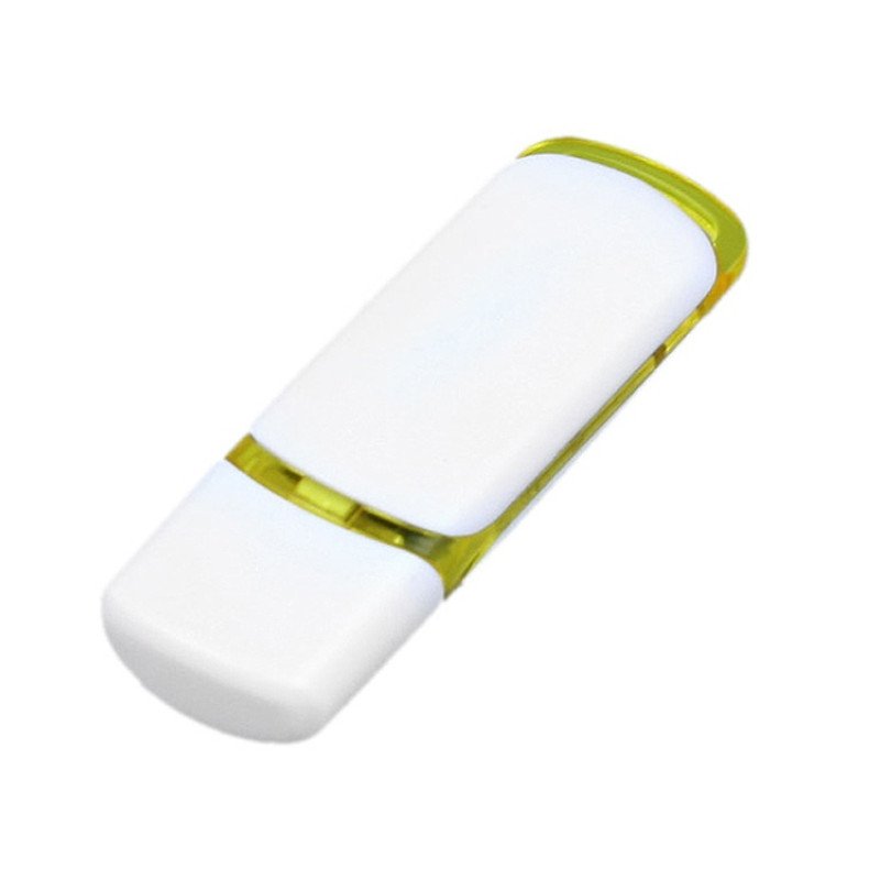 Флешка 3.0 промо прямоугольной классической формы с цветными вставками, 64 Гб, белый/желтый