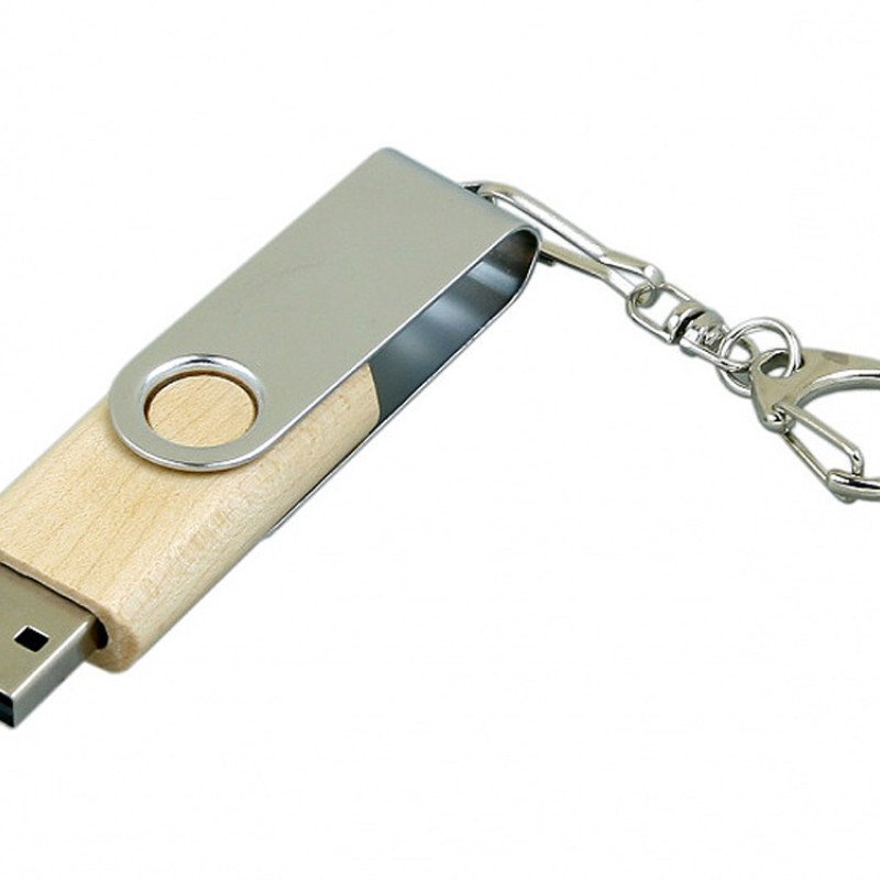 Флешка промо поворотный механизм, 64 Гб, натуральный
