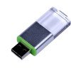 USB-флешка промо на 32 Гб прямоугольной формы, выдвижной механизм, зеленый