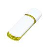 Флешка промо прямоугольной классической формы с цветными вставками, 4 Гб, белый/желтый