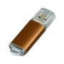 Флешка промо прямоугольной формы  c прозрачным колпачком, 64 Гб, коричневый
