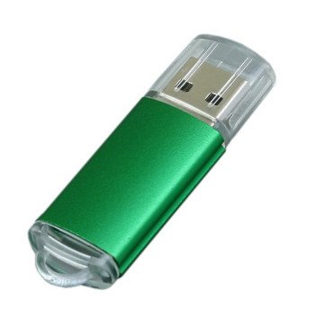 Флешка промо прямоугольной формы  c прозрачным колпачком, 64 Гб, зеленый