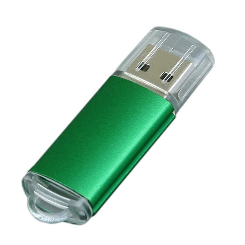 Флешка промо прямоугольной формы  c прозрачным колпачком, 64 Гб, зеленый