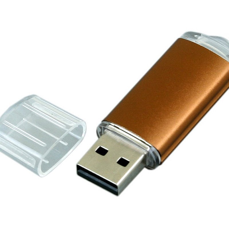 Флешка промо прямоугольной формы  c прозрачным колпачком, 32 Гб, коричневый