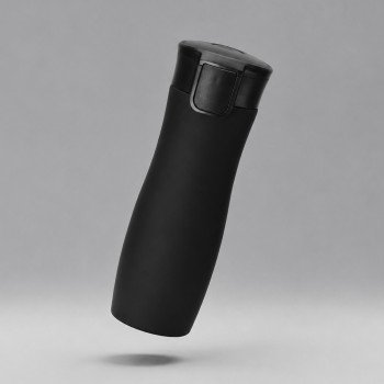 Вакуумная термокружка с кнопкой Streamline, Waterline, soft-touch, тубус, черный