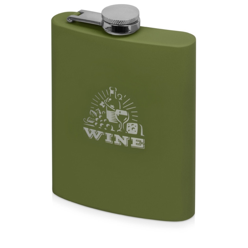 Фляжка 240 мл Remarque soft touch, 304 сталь, зеленый милитари