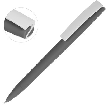 Ручка пластиковая soft-touch шариковая «Zorro», серый/белый