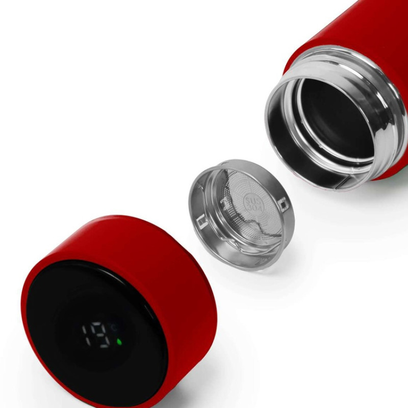 Термос FAMILY MARK LED, soft touch (Красный)