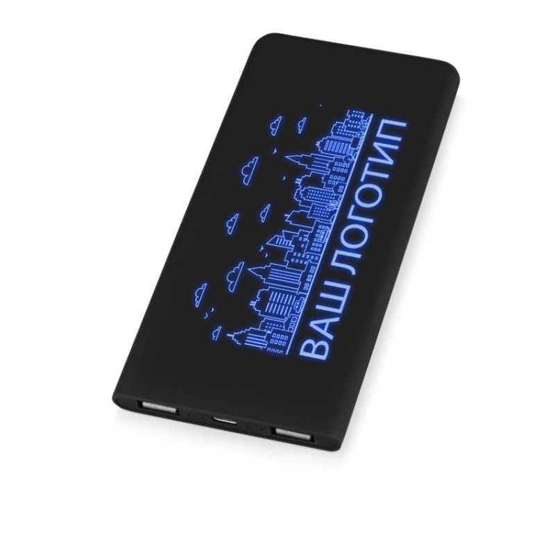 Портативное зарядное устройство с синей подсветкой логотипа «Faros», soft-touch, 4000 mAh (P)