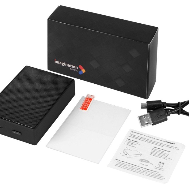 Портативная колонка Concept с полноцетной печатью, черный