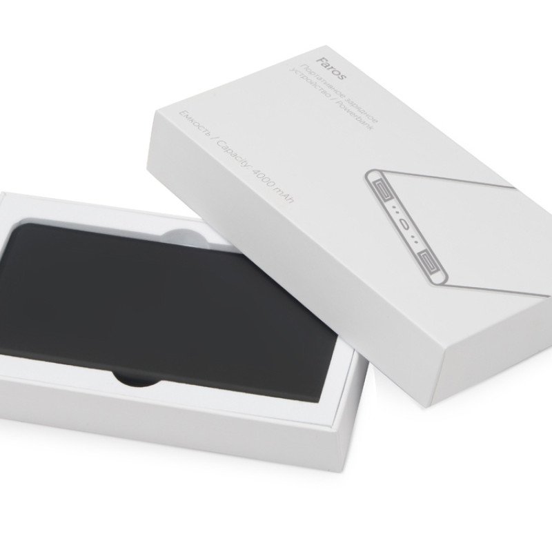 Портативное зарядное устройство с синей подсветкой логотипа «Faros», soft-touch, 4000 mAh (P)